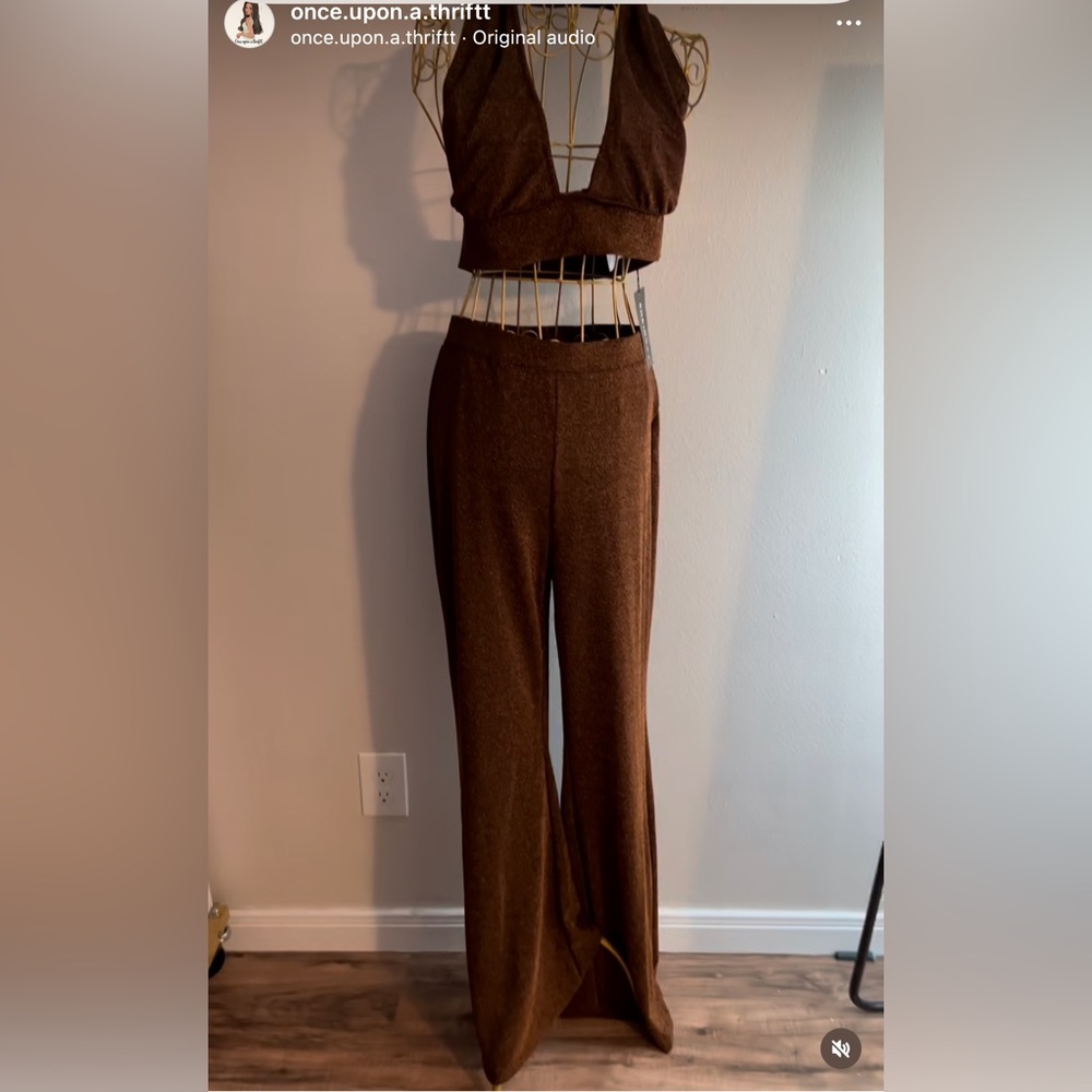 Brown glitter top and bottoms 2 piece set